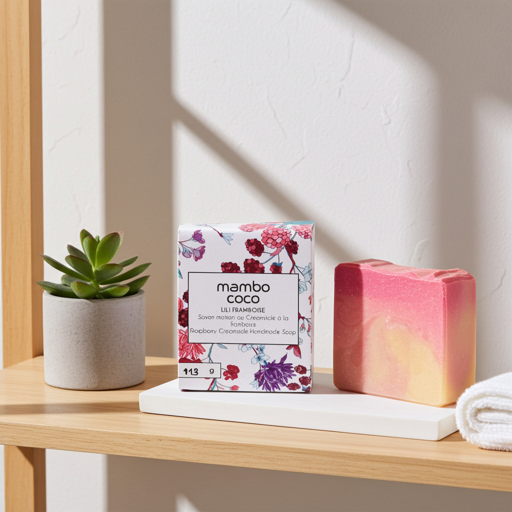 Savon artisanal au Creamsicle à la framboise – Image 4