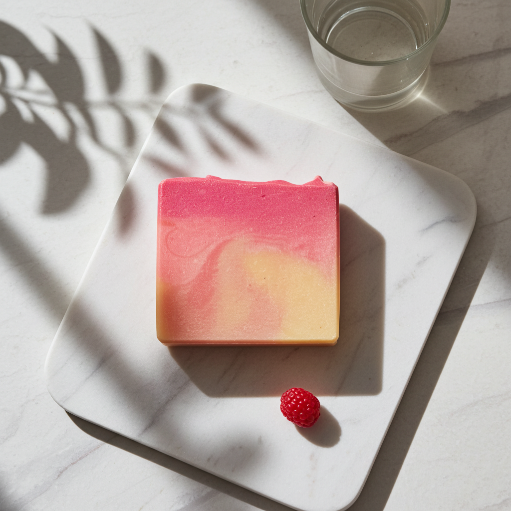 Savon artisanal au Creamsicle à la framboise – Image 2